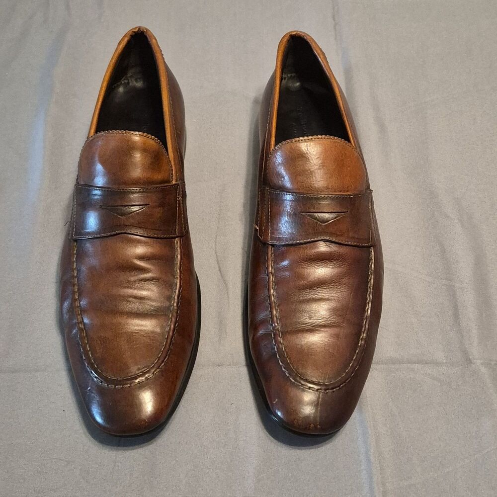 To Boot New York Penny Loafers Men Size 11 Brown Leather Moc Toe Made In Italy